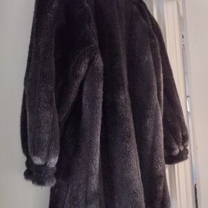 Elegant Black Faux Fur Coat
